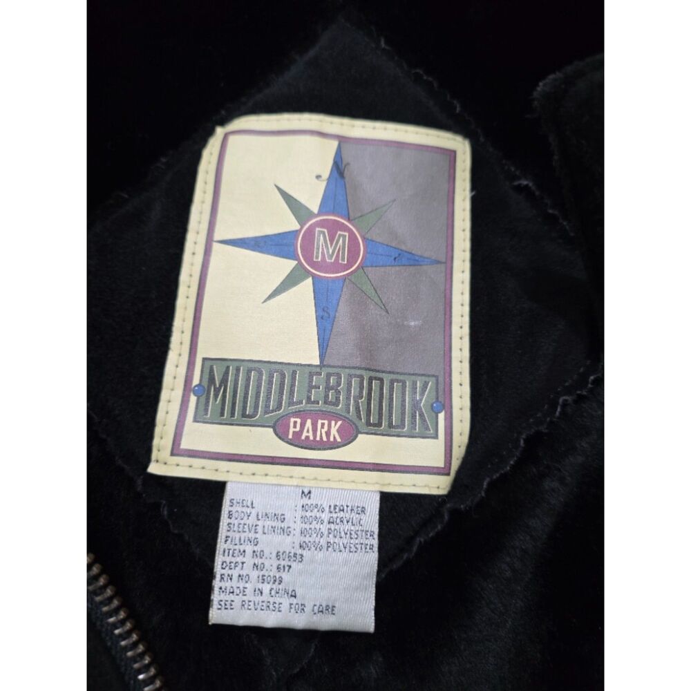 Vintage Middlebrook Park Black Genuine Suede Leather Jacket Faux Fur Trim Medium - Picture 5 of 6